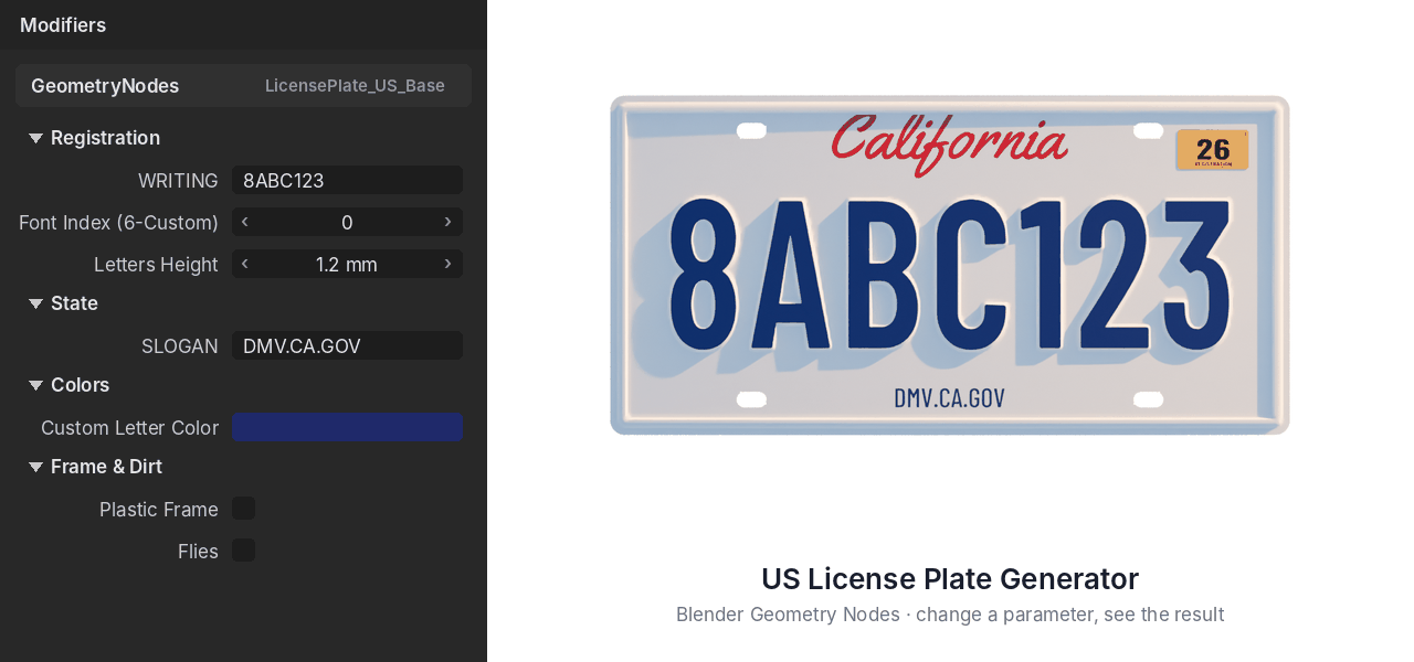 Changing the plate number and parameters in the modifier