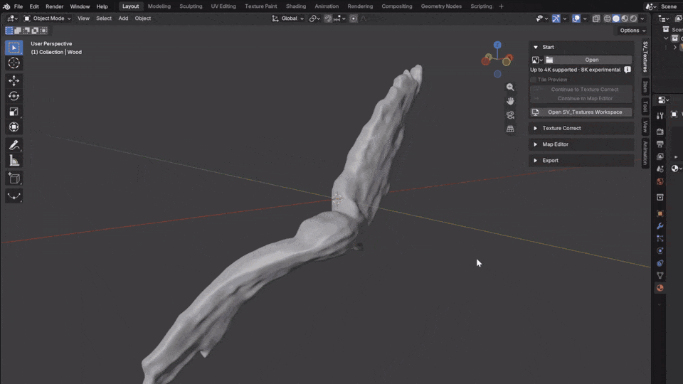 Generate and refine PBR maps from a custom diffuse texture in the SV_Textures workspace.