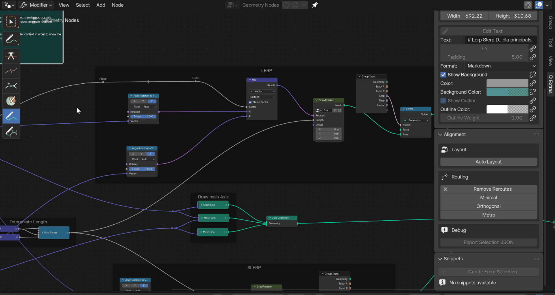 Quick alignment aligning selected nodes