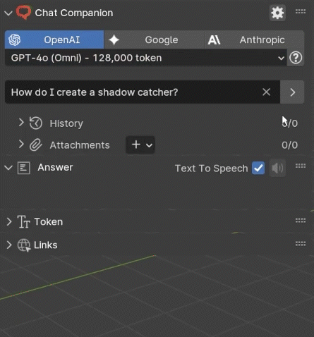 Asking Chat Companion a question in Blender