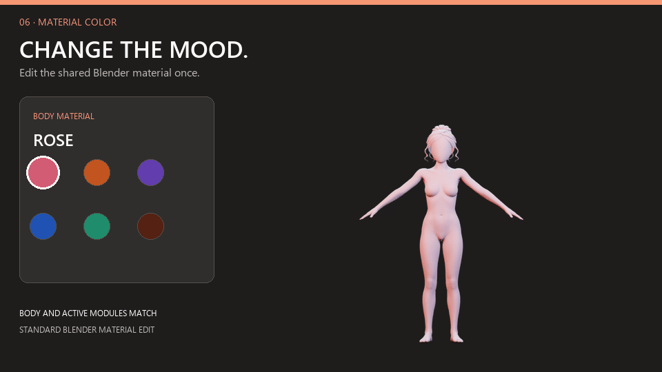 Shared character material color controls