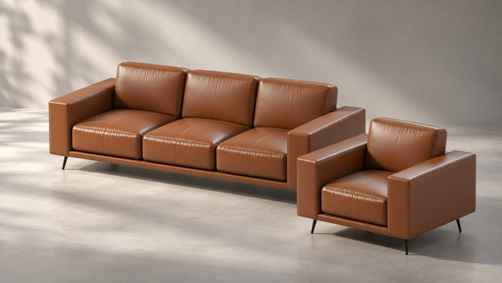 Leather sofa and matching armchair