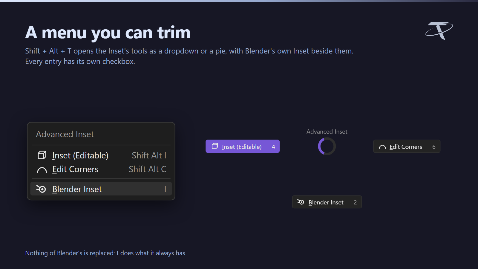 A menu you can trim: the Inset tools as a dropdown or a pie