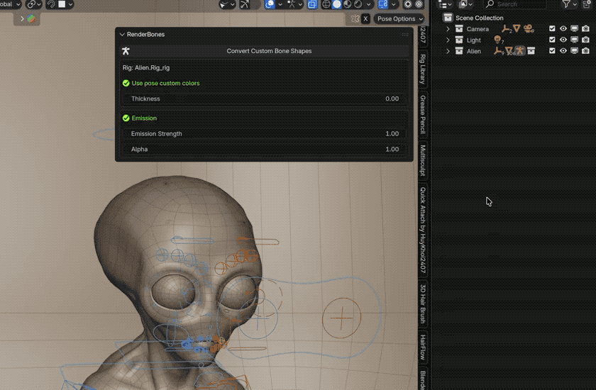 RenderBones converting bone shapes into renderable curves
