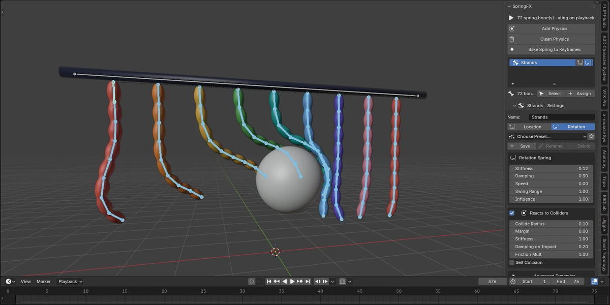 SpringFX collisions in the Blender viewport
