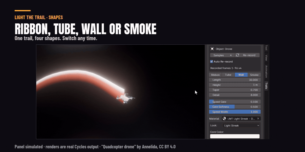 Ribbon, tube, wall and smoke