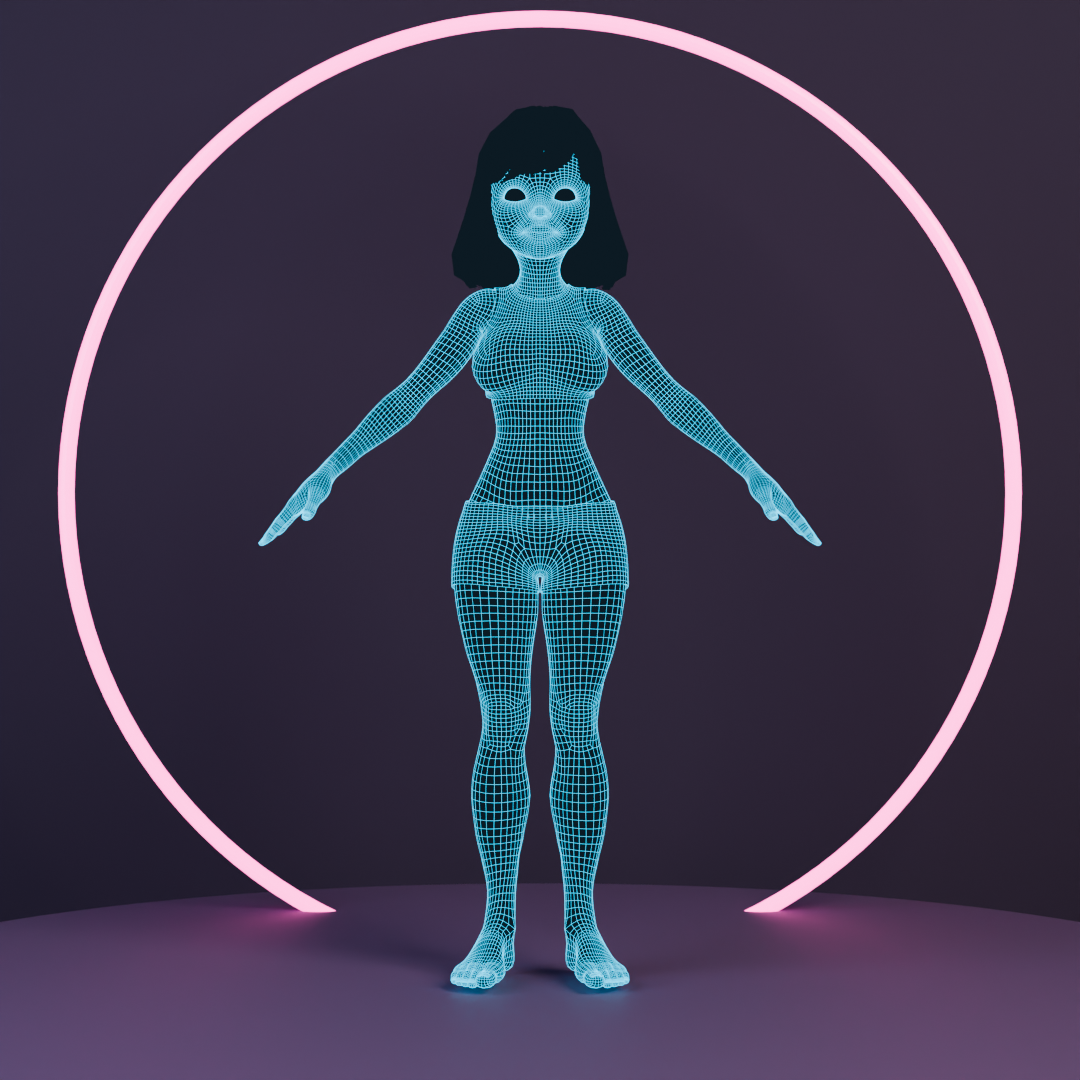 Bianca SFW Blender character topology and deformation-friendly mesh