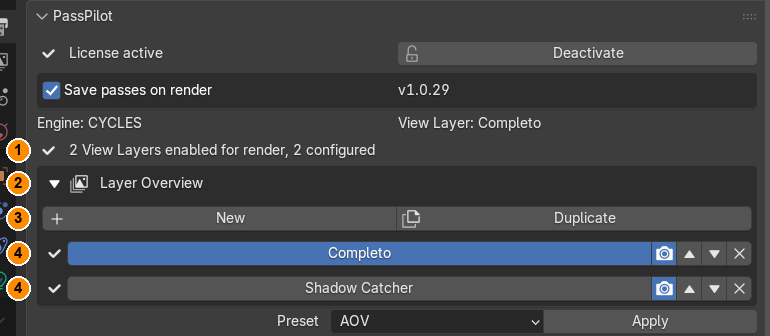 Layer Overview with two View Layers
