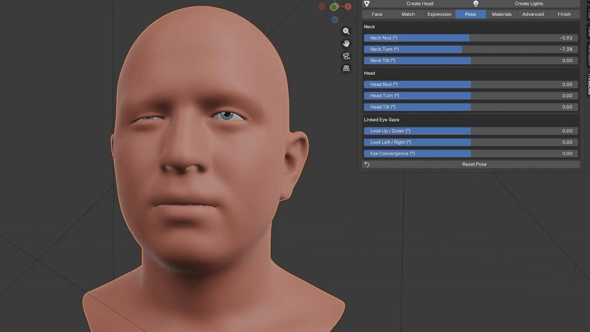 Posing the head and directing the eyes in Blender
