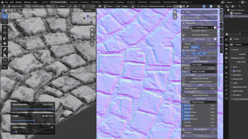 Adjust material maps and surface detail.