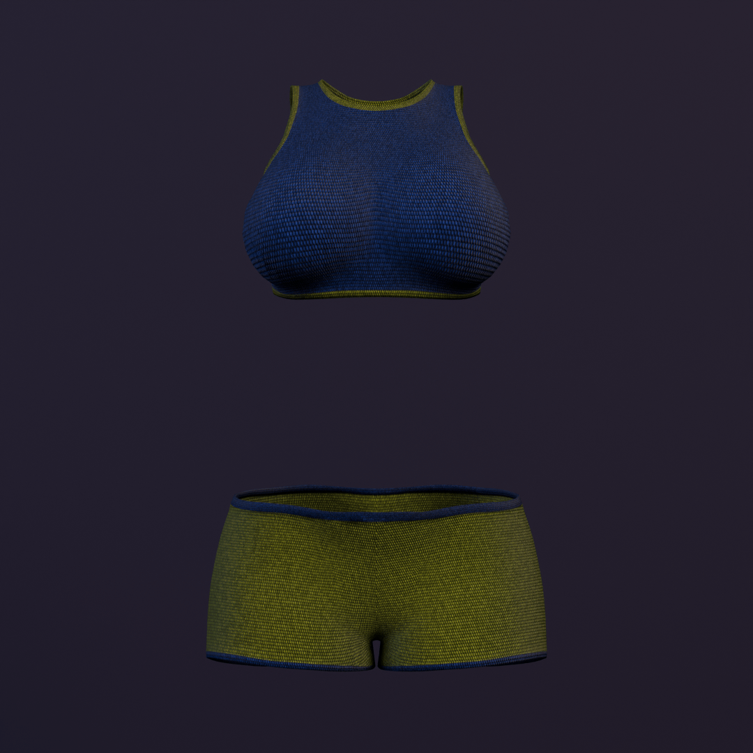 Bianca SFW cropped top and shorts clothing 360 degree Cycles turntable