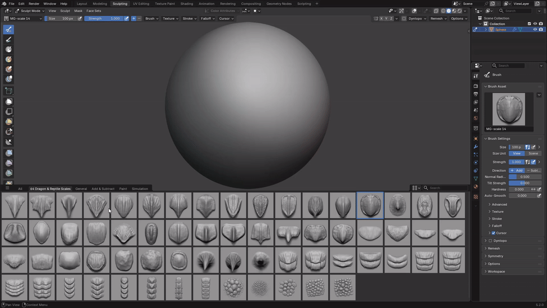 50 Blender Dragon and Reptile VDM Brushes in action