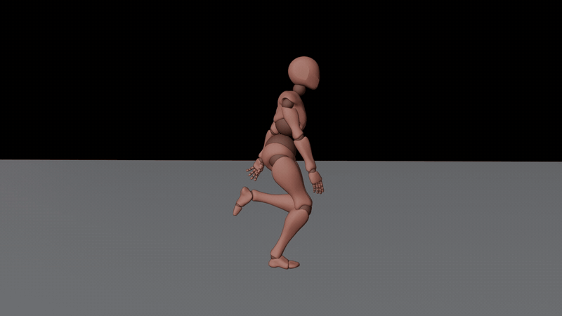 Dancing character smeared across the camera view