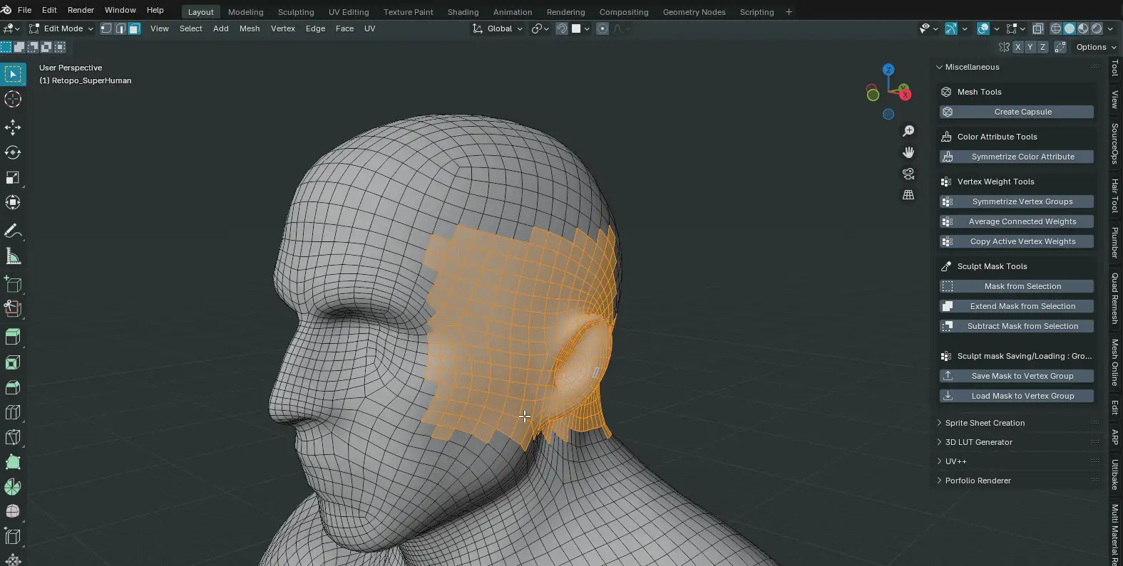 Edit Mode Selection to Sculpt Mask