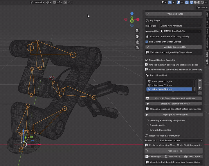 MMRR demonstration: Clear Messy Model Rigid Rigger Output