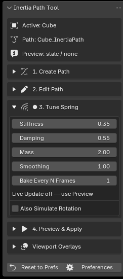 Inertia N-panel — Tune Spring with Lag and Bounce