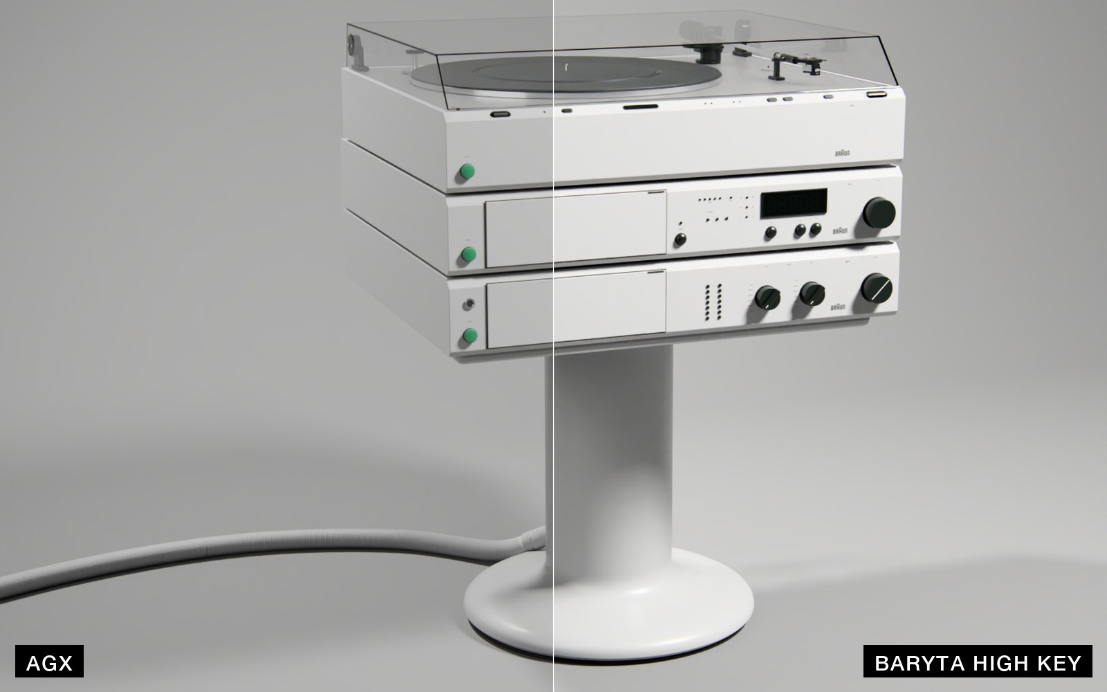 Braun hi-fi, AgX on the left, Baryta High Key on the right