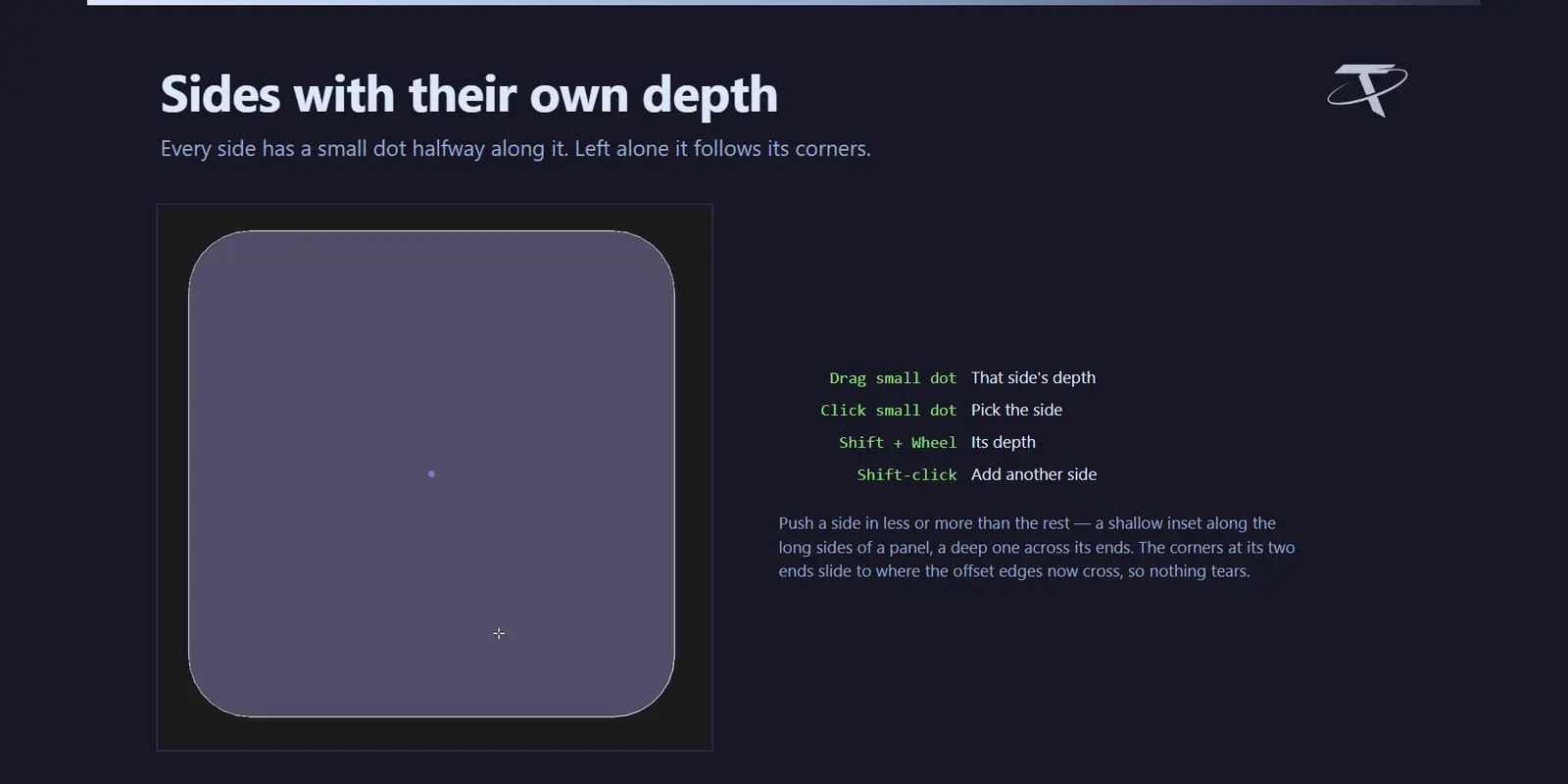 Sides with their own depth