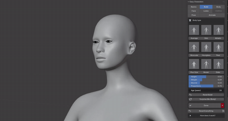 Easy Characters: the age slider, from 20 to 80