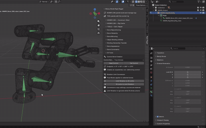 MMRR demonstration: Limit Rotation to IK Limits