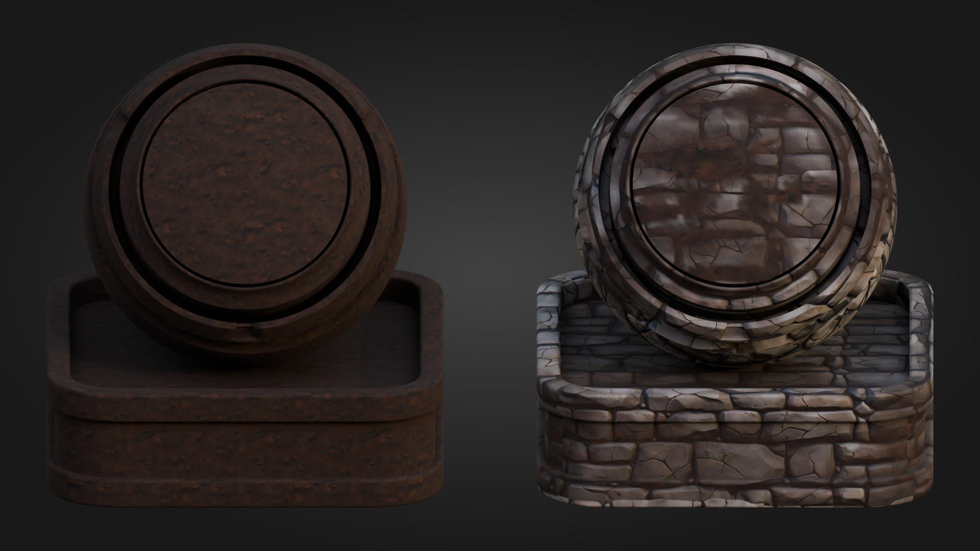 Dirt and floor material comparison for the Stylized Medieval Inn Shader Pack.