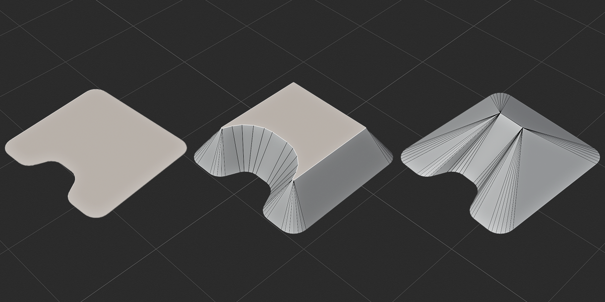 CAD Inset collision continuation on an extruded concave form