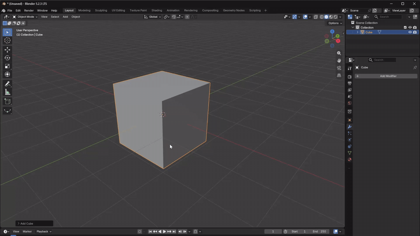 Edit Poly Modifier for Blender: Add an Edit Poly layer and shape a cube with native Blender modeling tools.
