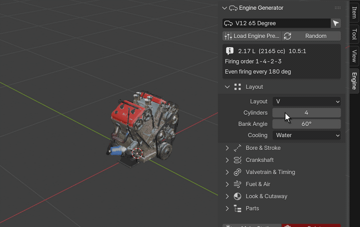 Drag a slider, the engine rebuilds