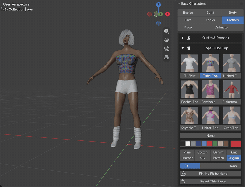 Easy Characters: the clothes step: pieces, colours and fabrics
