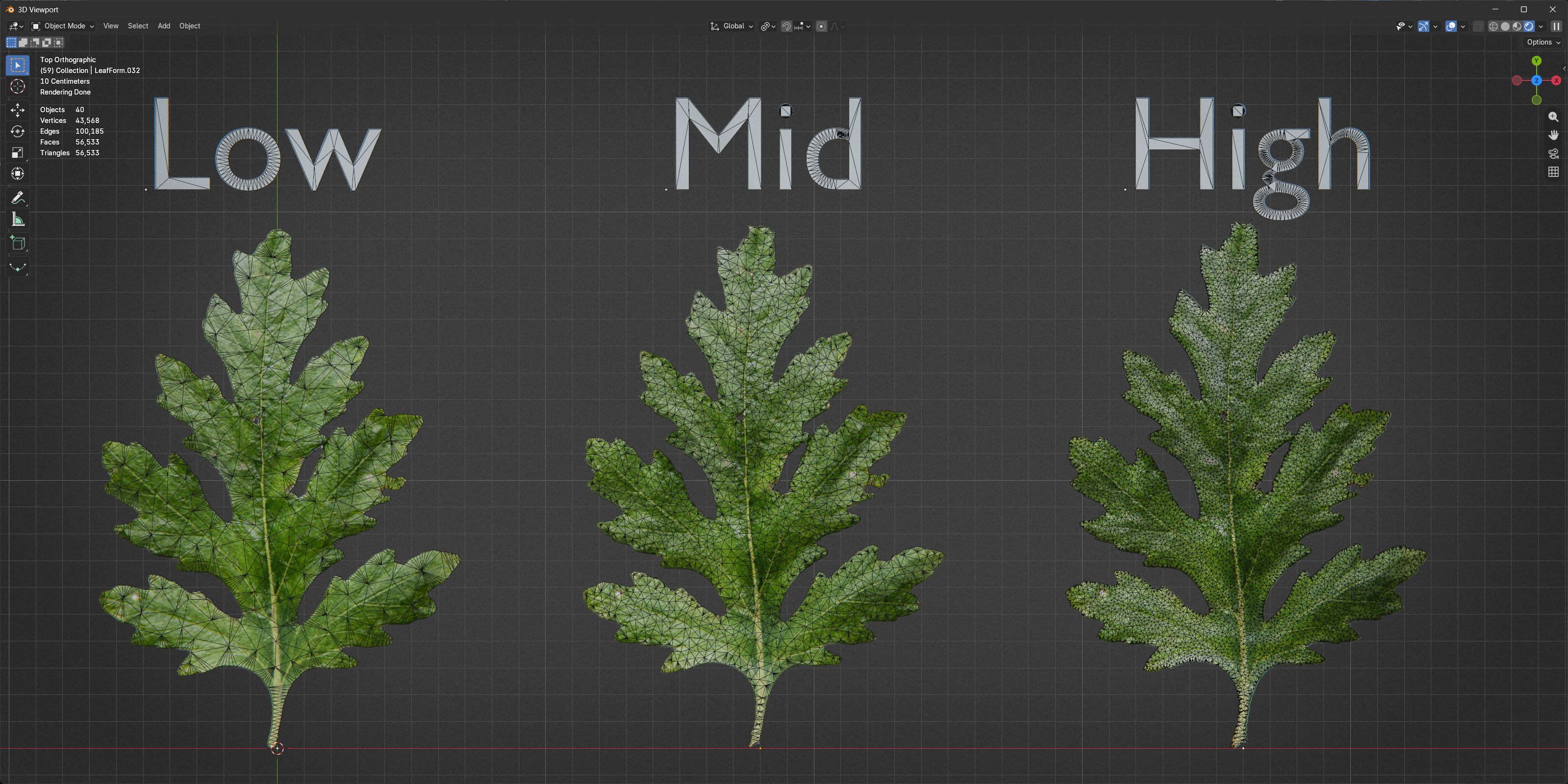 LeafForm outline and interior density comparison