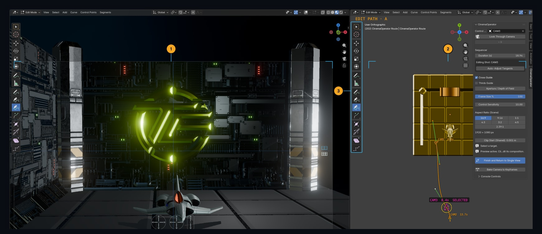 Live preview and path editing — scene controls