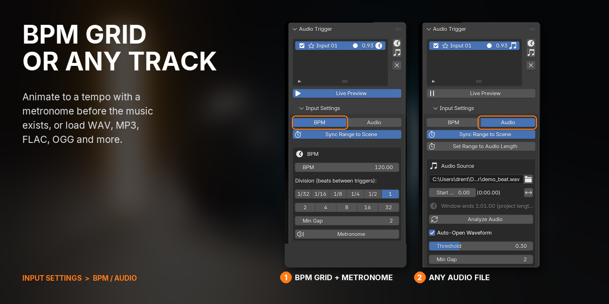 A beat grid, or any audio file