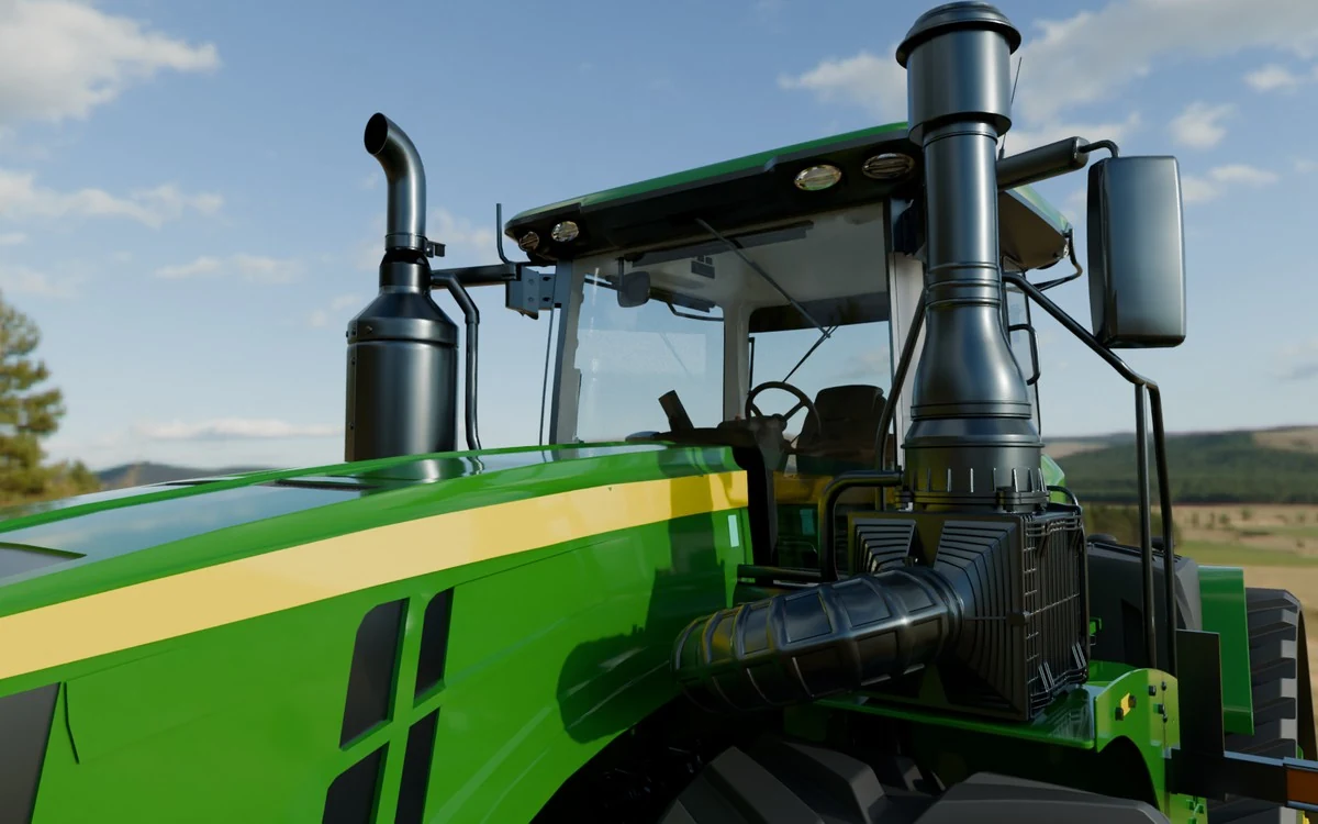 Tractor cab with glass and paint from the Inventor file