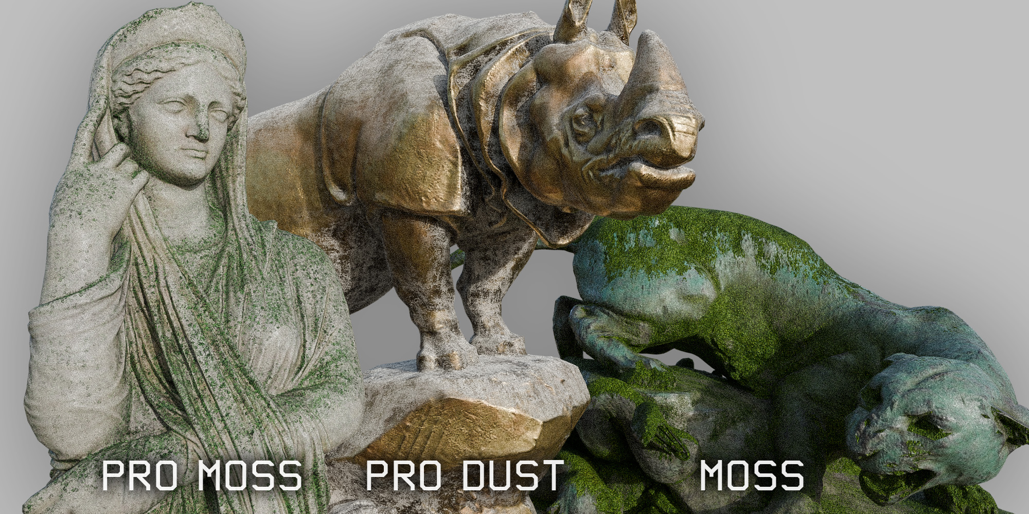 A selection of procedural shaders included in Lazy Realism FX.