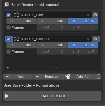 Batch render queue with cameras