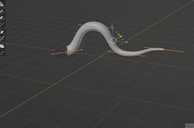 Armacurve example rigging a tentacle-like curve in Blender