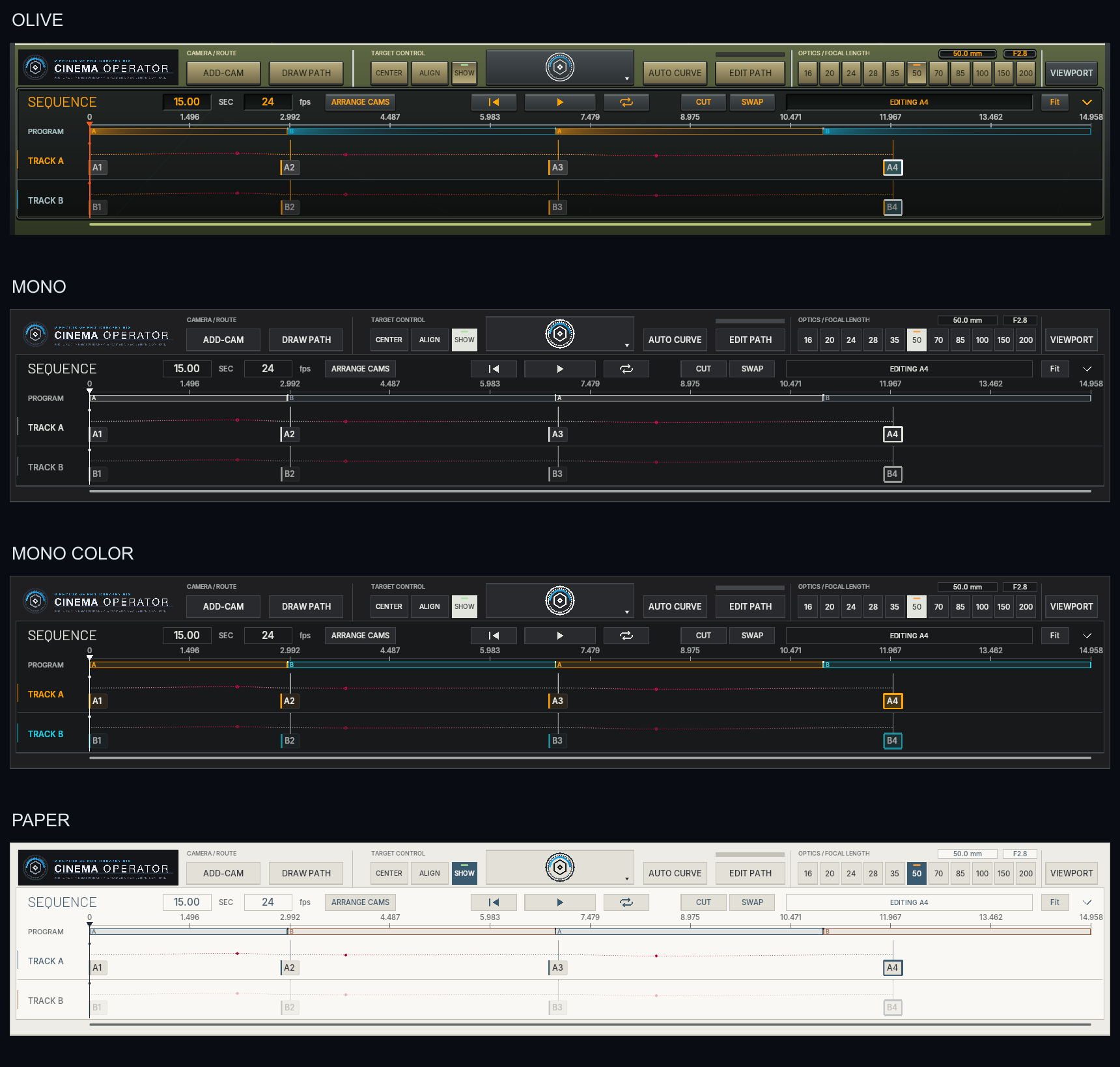 Current CinemaOperator console skins, group 2
