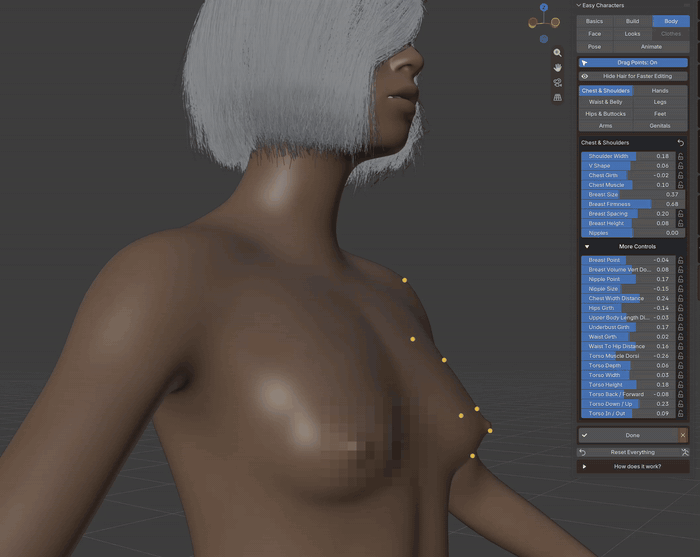 Easy Characters: shaping the chest with drag points, pixelated