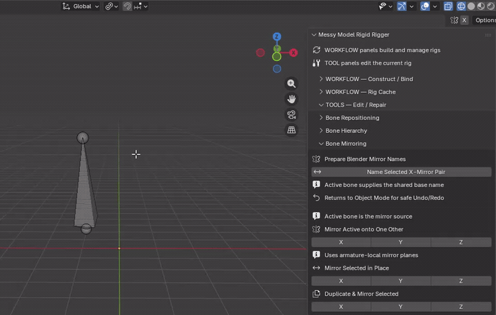 MMRR demonstration: Duplicate & Mirror Selected - X / Y / Z