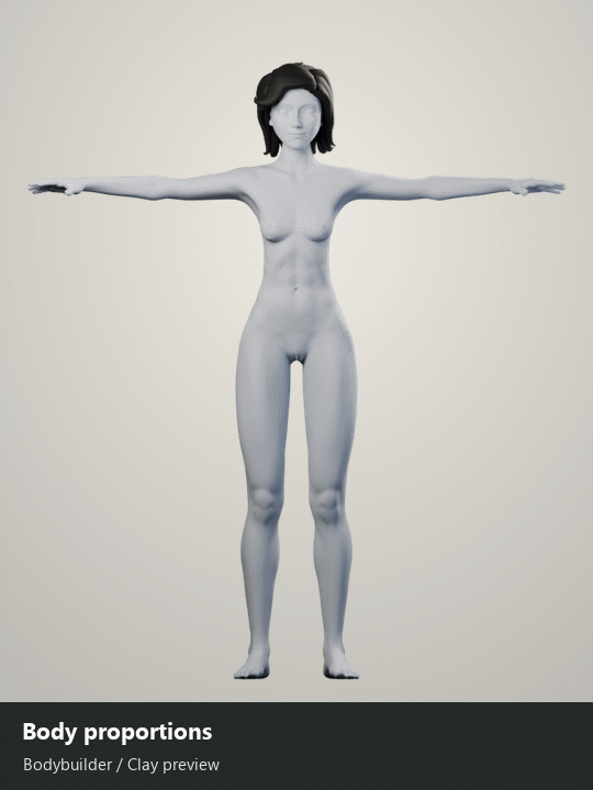 Body-proportion morphs in clay preview