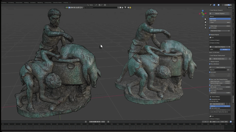 UVs and materials preserved after organic retopology with baked detail