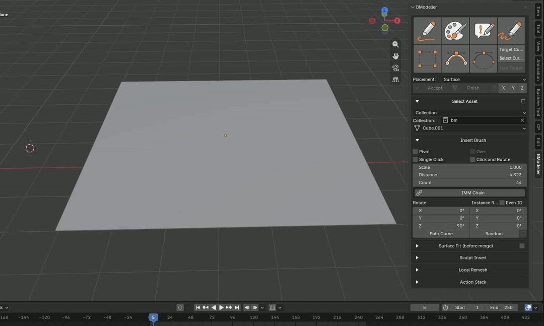 BModeller: Rectangle brush: model example