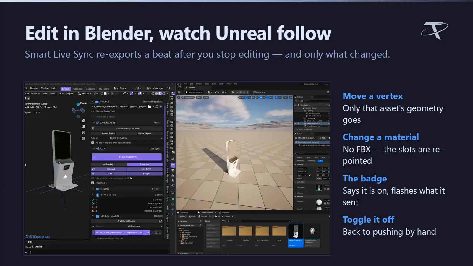 Edit in Blender, watch Unreal follow