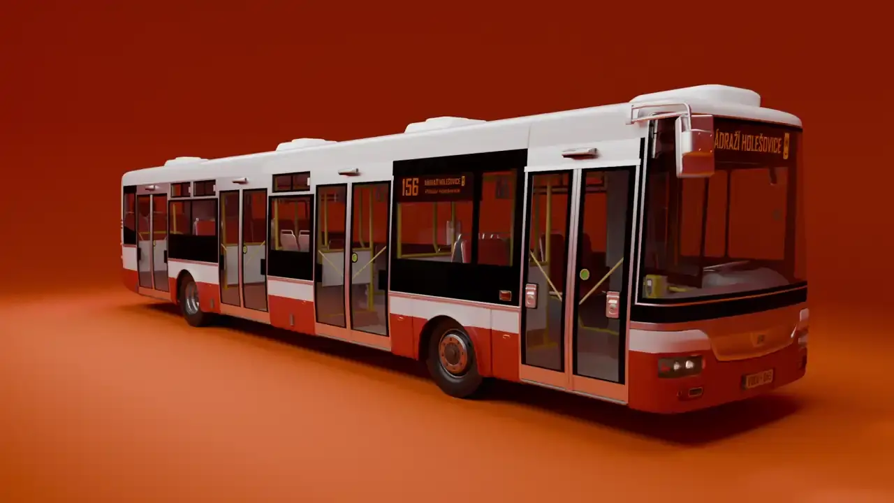Bus with opening doors animation