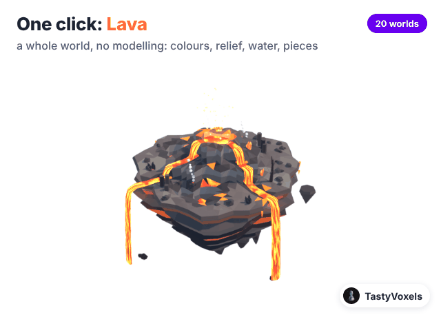One island changing world in one click: lava, waterfall, candy, Mars, winter, zen garden and more
