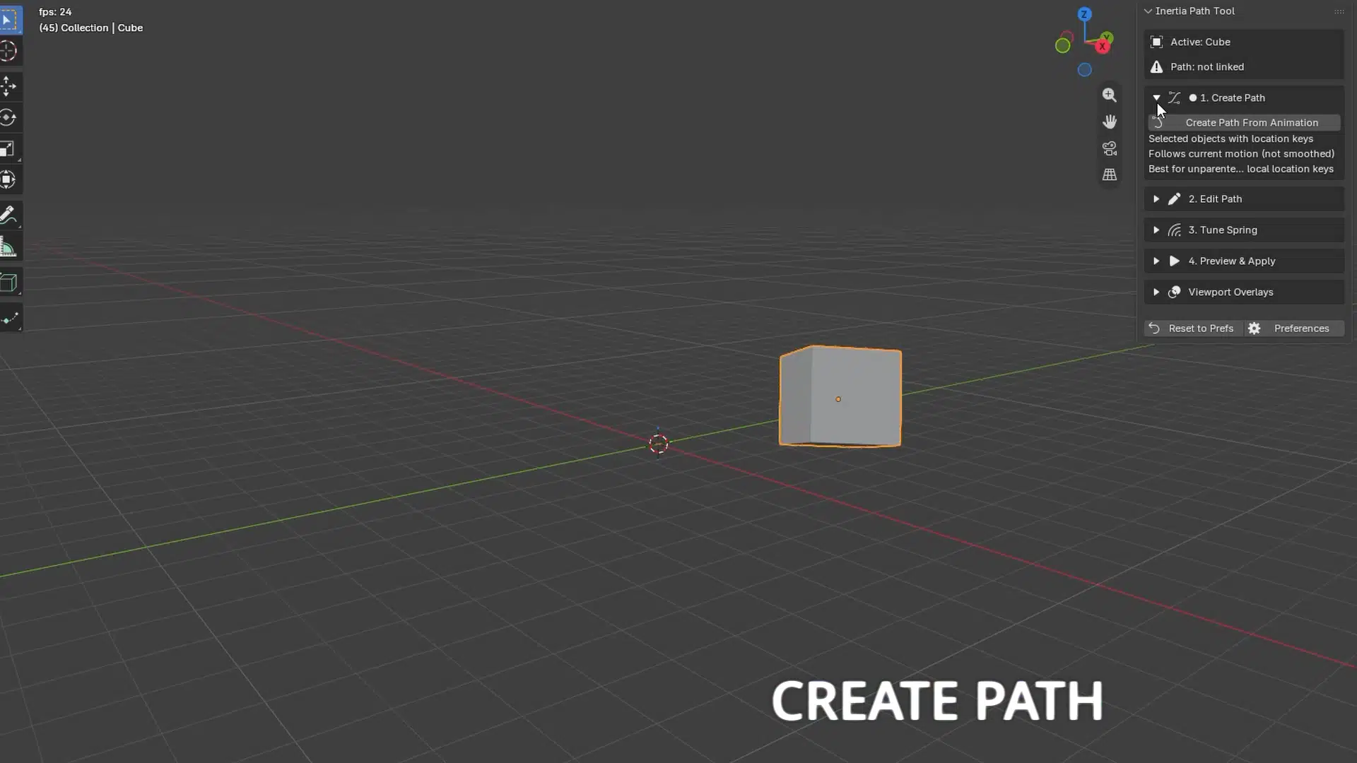 Create Path from animation in the Inertia panel