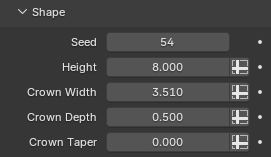 Shape settings in the Anime Tree Geometry Nodes modifier