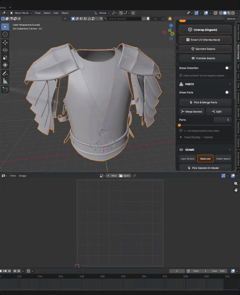 Armor game asset unwrap