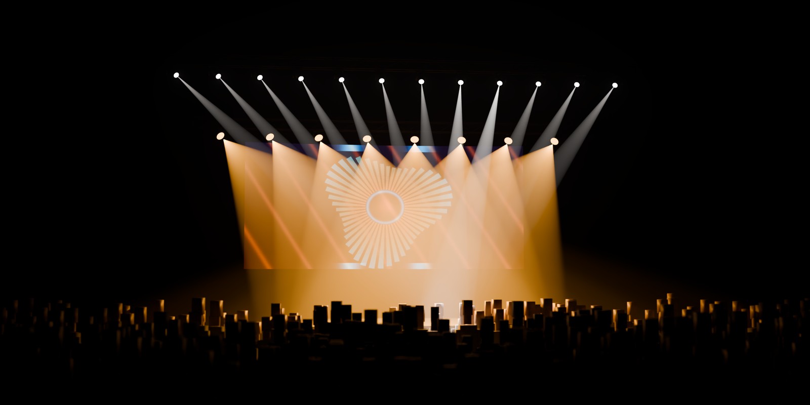 A concert stage built with Traverse, rendered in Cycles