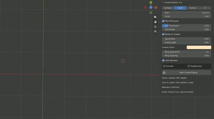 Cream Painter Size control changing strand radius